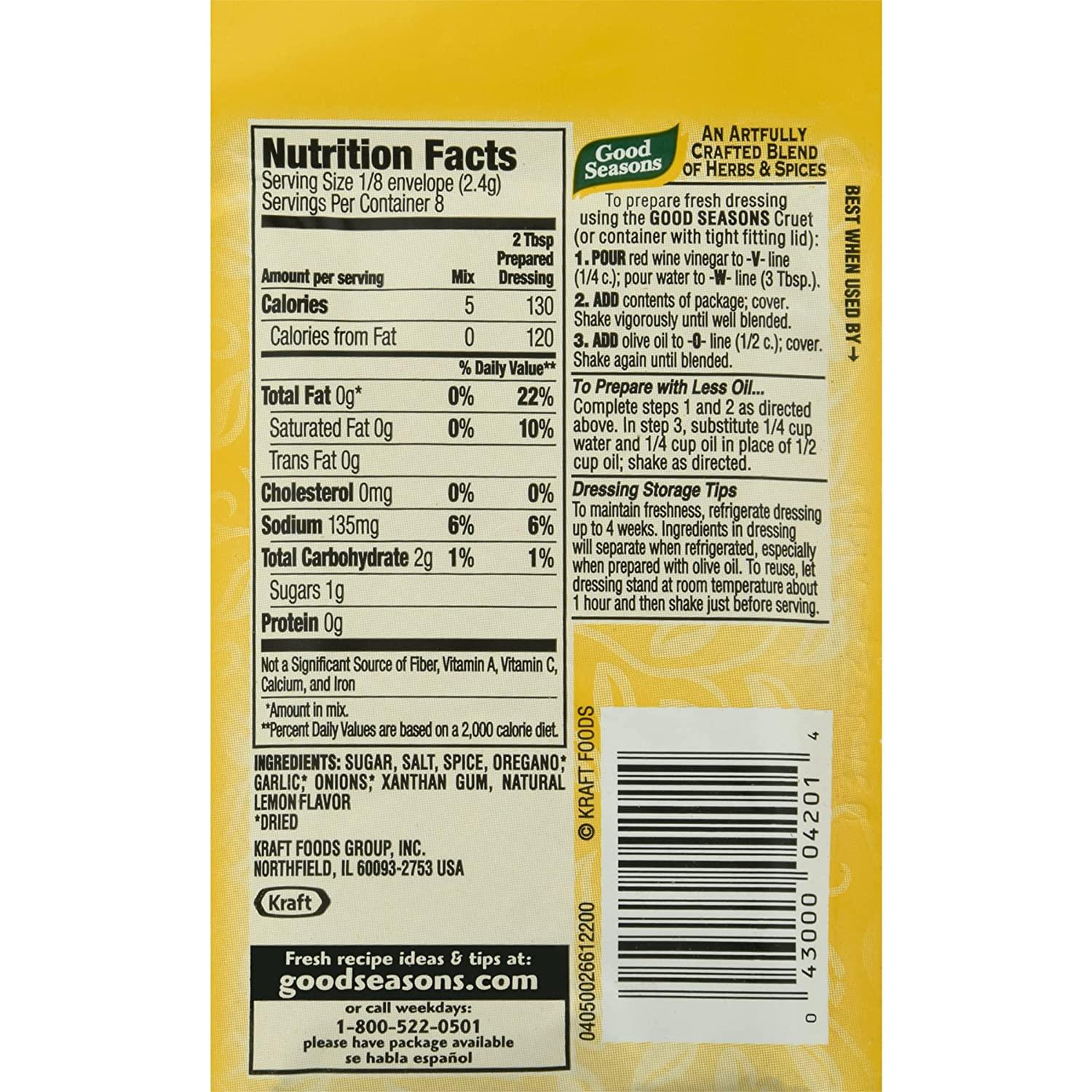 Good Seasons Greek Dressing & Recipe Mix (Pack of 4) .7 oz Packets