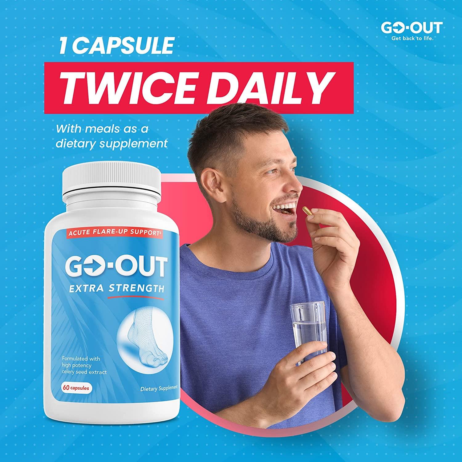 Extra Strength Uric Acid Support GoOut Joint Pain & Stiffness Flare