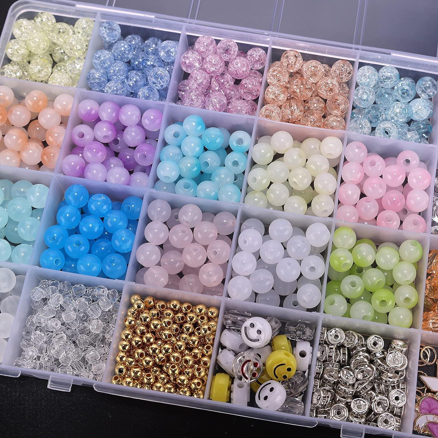 Enjoymade Transparent Color Glass Beads Bracelet Making Kit Girls