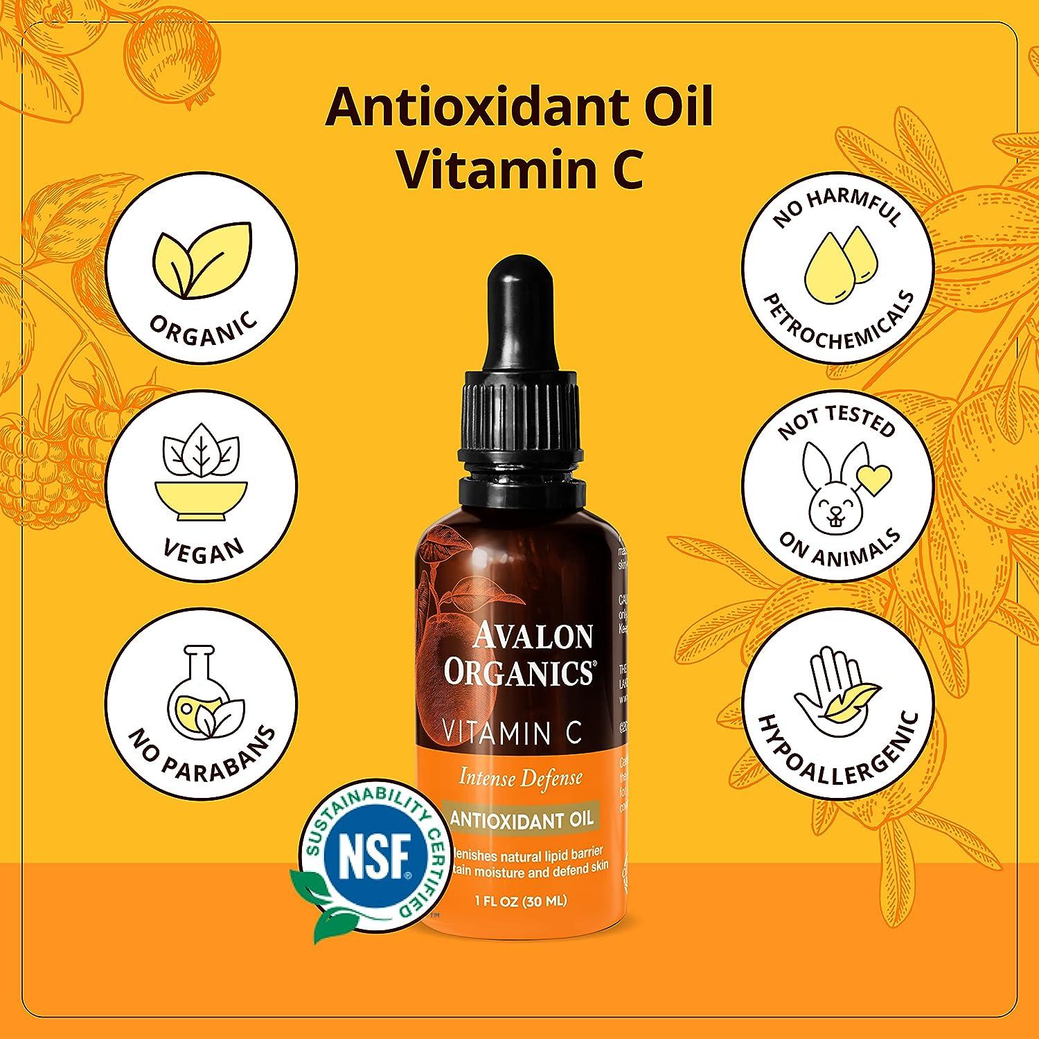 Avalon Organics Vitamin C Oil Anti-Aging Serum | Hydrating & Brightening  Formula with Essential Fatty Acids & Vitamin E | Reduce Lines & Wrinkles |  Antioxidant Serum | Buy Now with Express