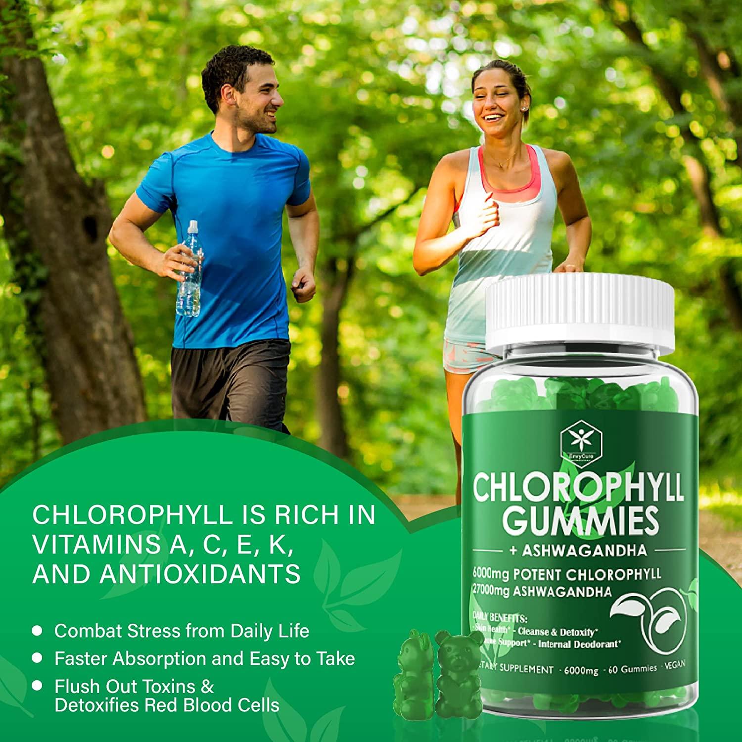Chlorophyll Gummies, High Potency 200mg, with Organic Ashwagandha