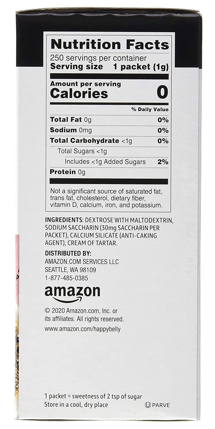 Amazon Brand Happy Belly Zero Calorie Pink Saccharin Sweetener, 250 Count