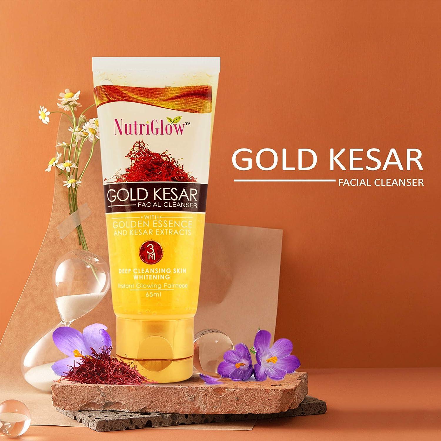 NutriGlow Gold Kesar Facial Kit and Face Wash for Glowing and Nourished