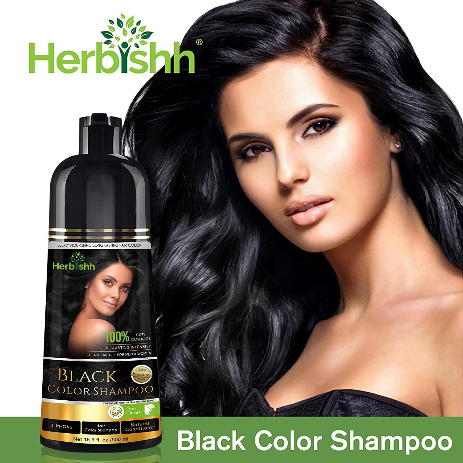 Herbishh Hair Color Shampoo for Gray Hair Magic Hair Dye Shampoo Colors Hair in MinutesLong