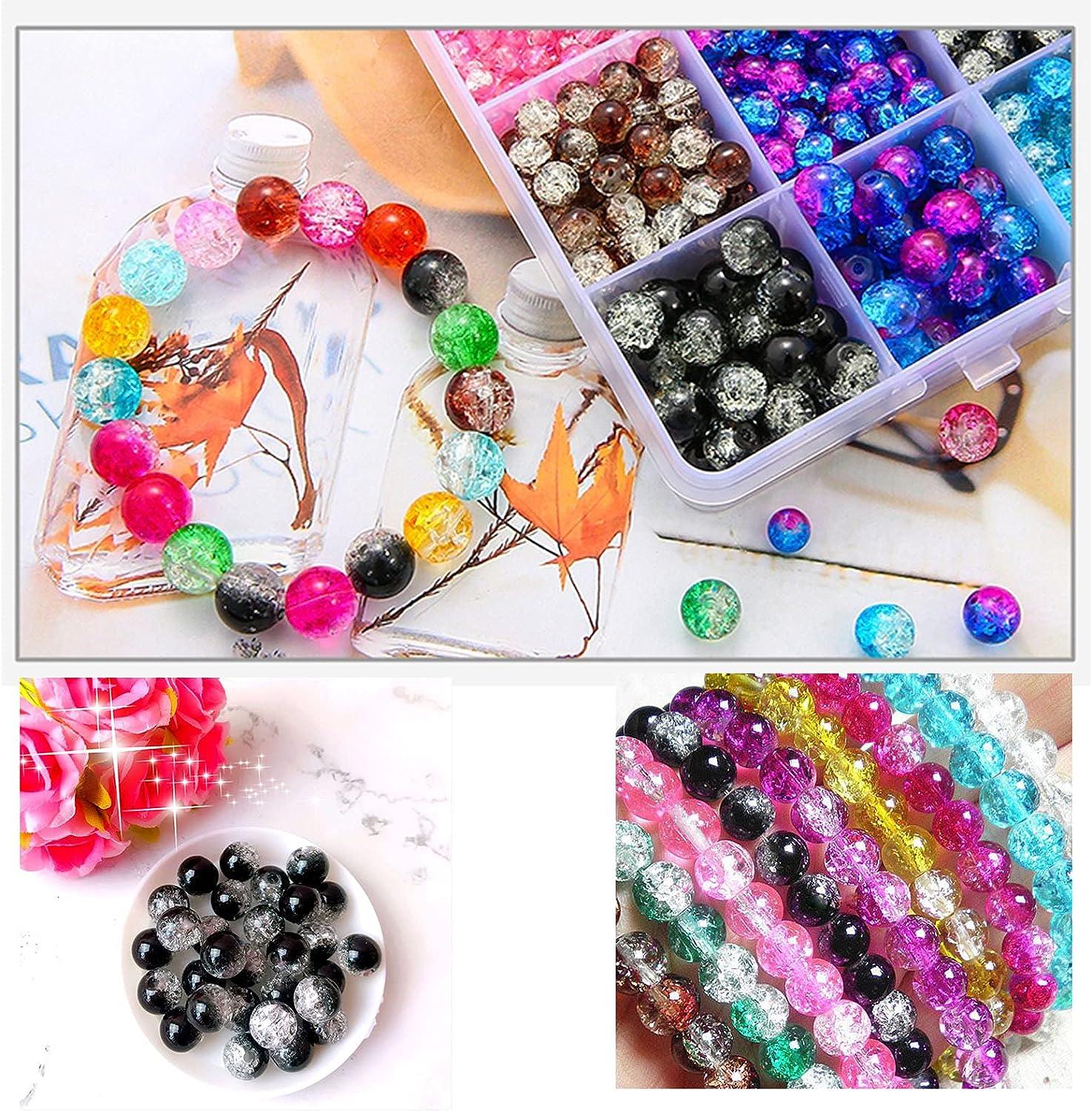 Huisipool 1920pcs 8 Color Glass Beads for Jewelry Making, 4mm 6mm 8mm Round Spacer Loose Beads used for Bracelet Necklace ACC