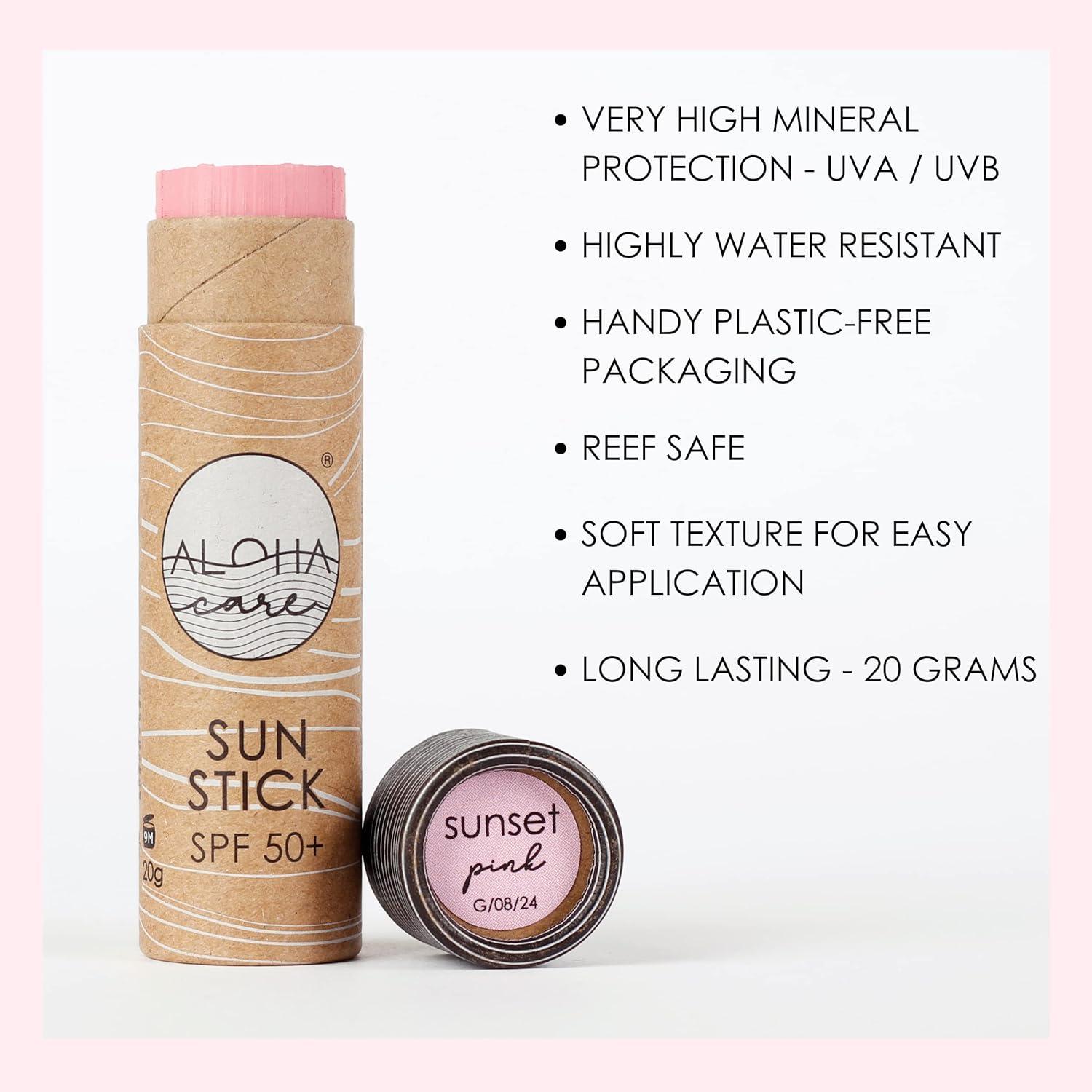 Aloha Sun Stick SPF 50+ (Pink) Sunscreen Stick Sun Block Stick for Face ...