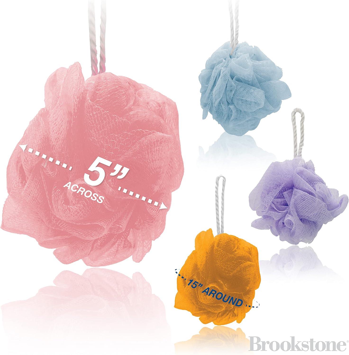 BROOKSTONE MultiColoured 4 Pack Soft Shower Loofah Sponge Gentle Body
