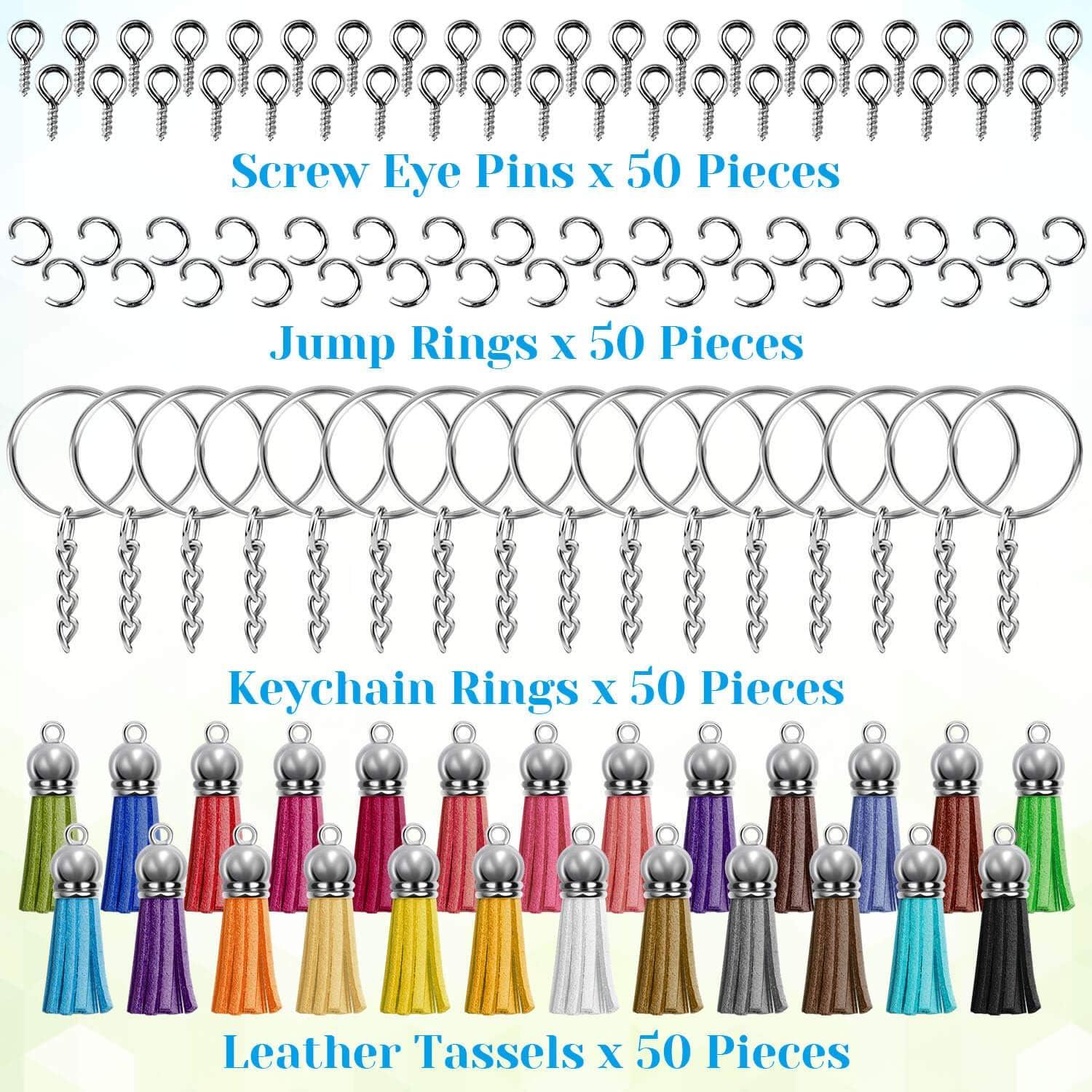 200pcs Acrylic Keychains Blanks with Tassels Bulk Key Chain Making Kit 50  Key Chain Rings DIY Keychain Craft Kit for Vinyl