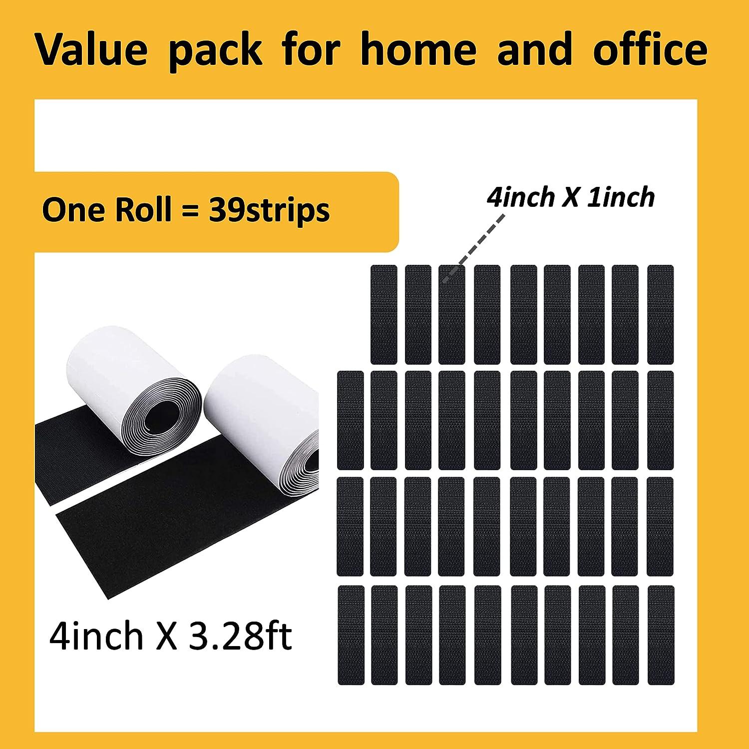 Hook and Loop Tape with Adhesive Large Hook and Loop Sheets (4inch) Heavy  Duty Industrial Strength Interlocking Tape for Office and Home (3.28ft Long)