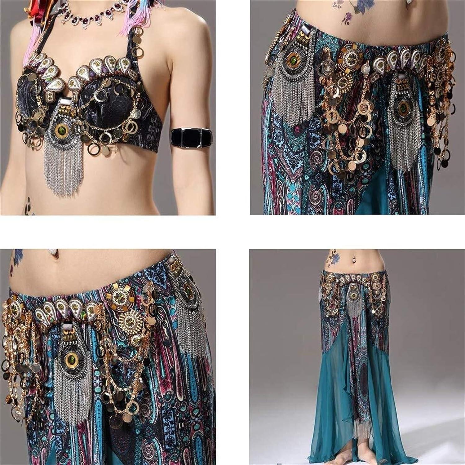 Belly Dancing Outfit, B Dance Practice Dress, Skirt Belly Dance Costume  Tribal Costume Set Belly Dance Practice Costume Skirt Medium Green