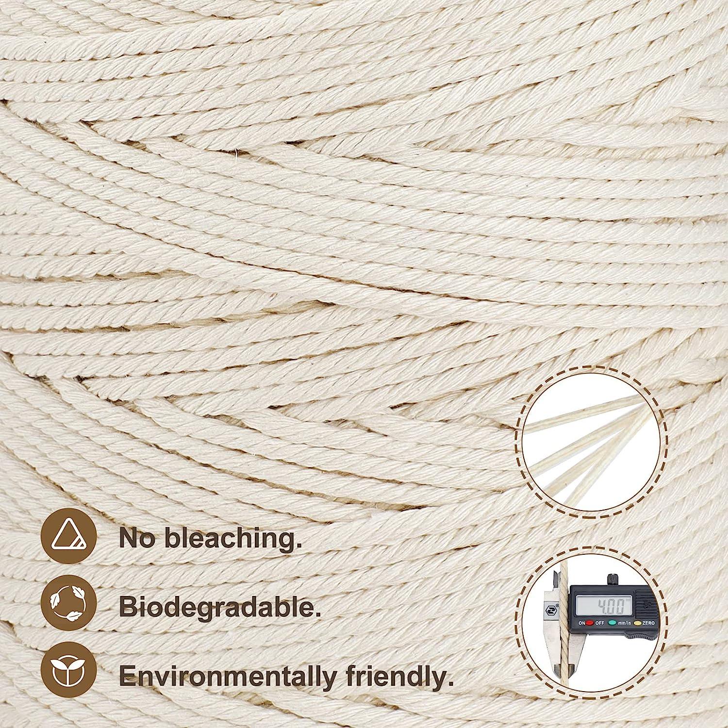 Macramé Cotton Rope 4mm - Double Twist Rope for Macrame