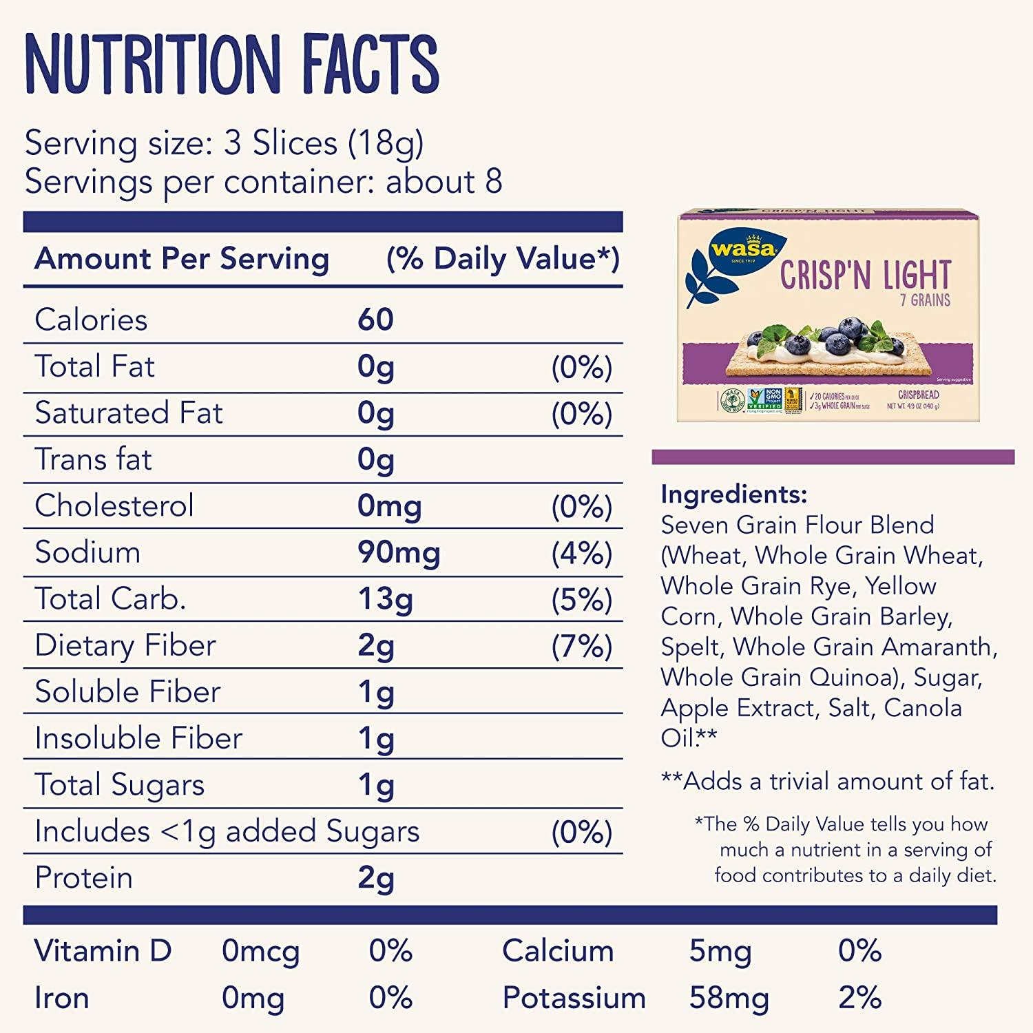 Wasa Crisp'n Light 7 Grain Cracker Bread, 4.9 Ounce (Pack of 10) 7 Grains 4.9 Ounce (Pack of 10)