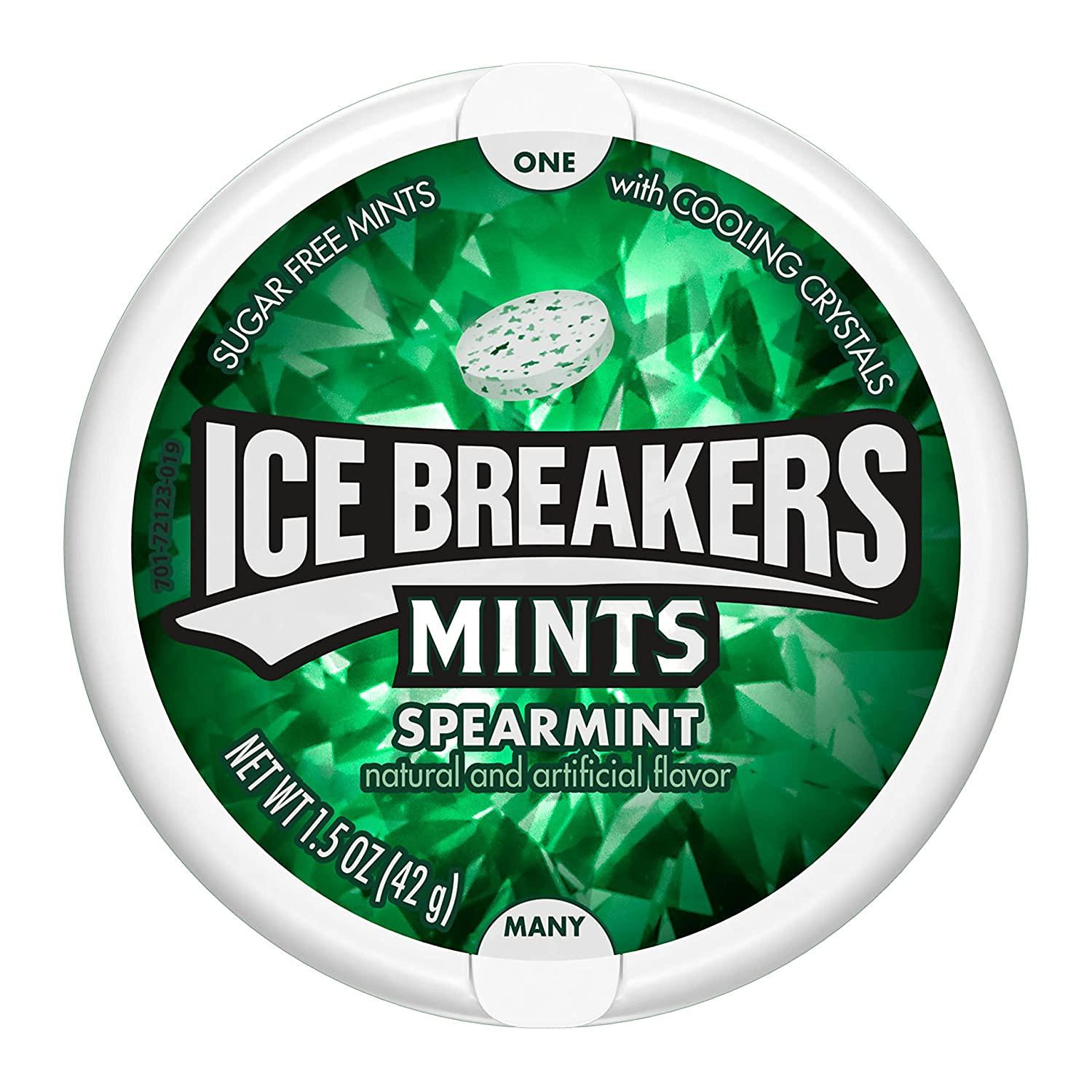 ICE BREAKERS Spearmint Sugar Free Mints, Bulk, 1.5 oz Tins (8 ct)