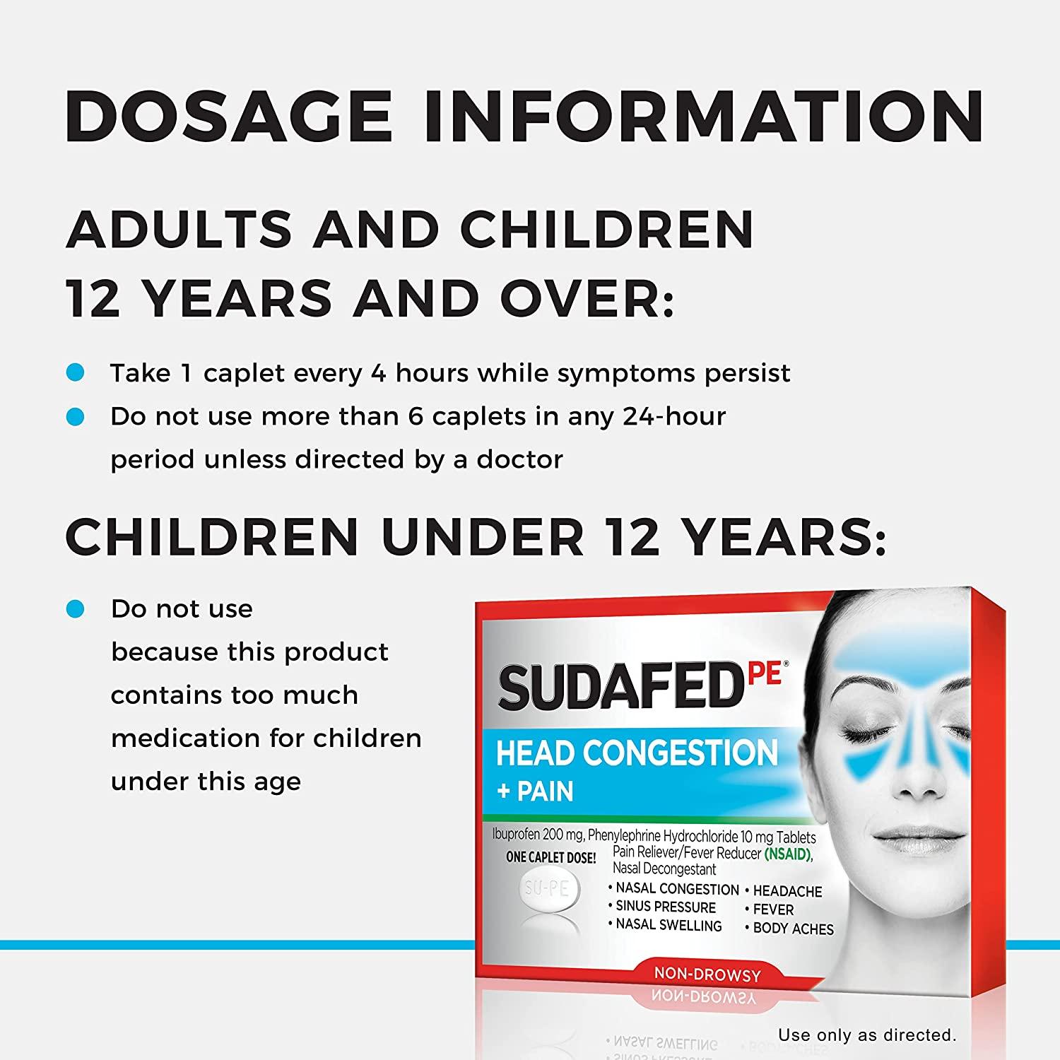 Sudafed PE NonDrowsy Head Congestion + Pain Relief Caplets with