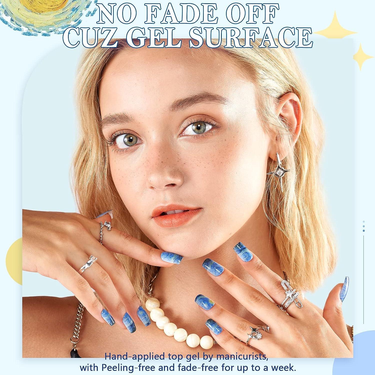 Blue Press on Nails GLAMERMAID A2 Starry Night Ink Long Lasting