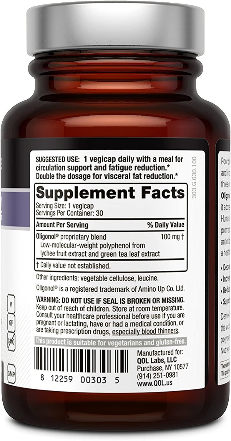 Quality of Life Labs Oligonol 100 mg 30 VegiCaps Antioxidant
