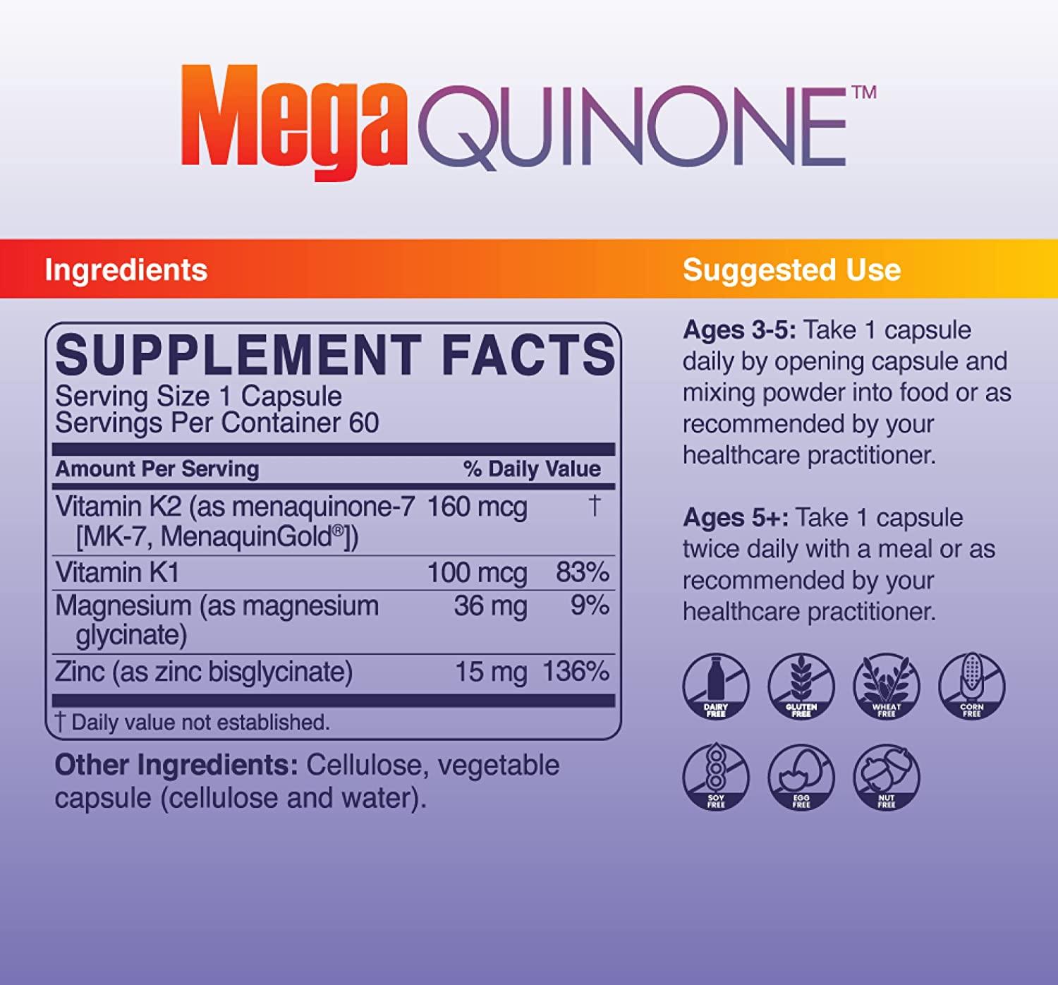 Microbiome Labs MegaQuinone Complete Vitamin K Supplement HighDose, 100 SoyFree Vitamin K1