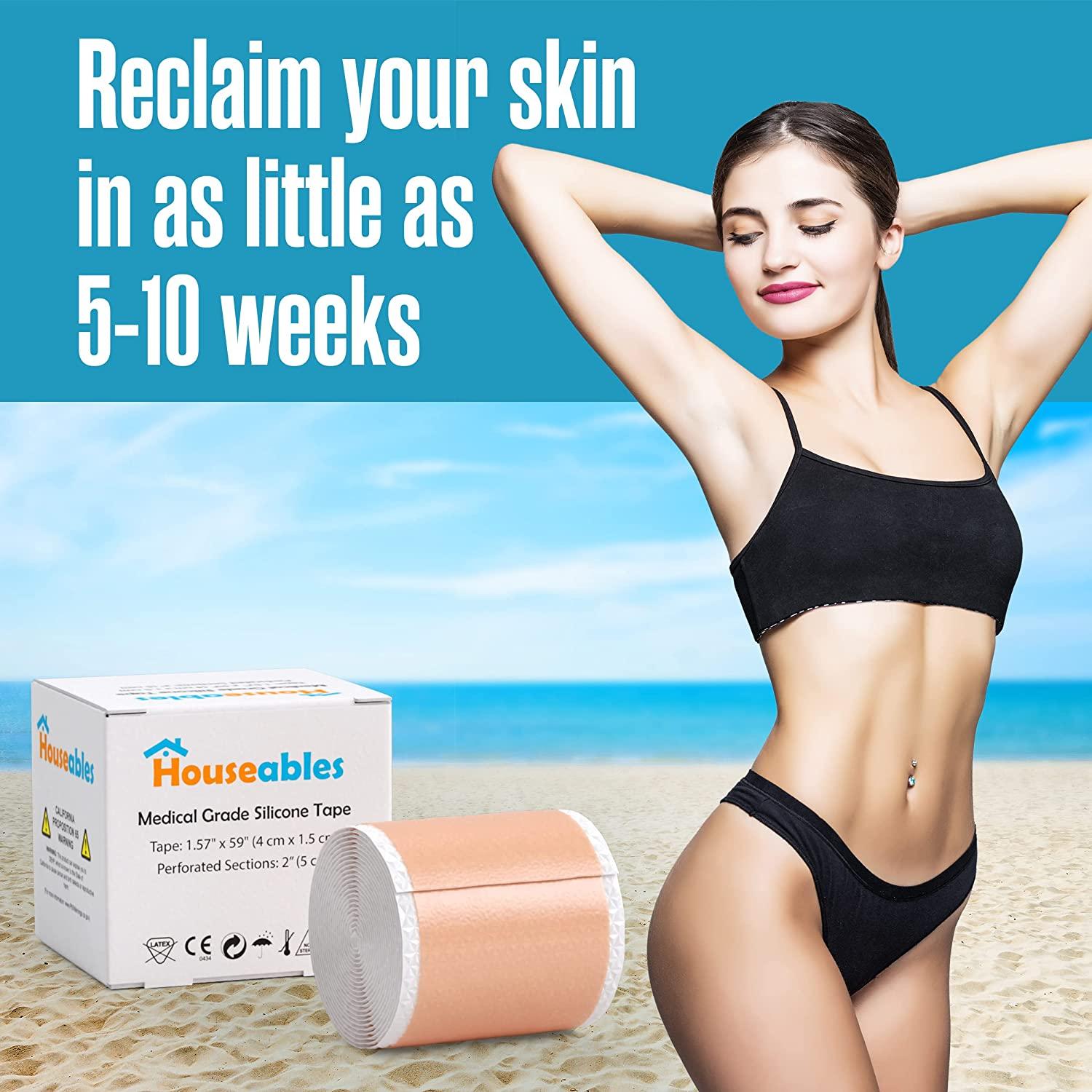 Houseables Silicone Scar Sheets Gel Tape 1.57 x 60 Tan, Flexible