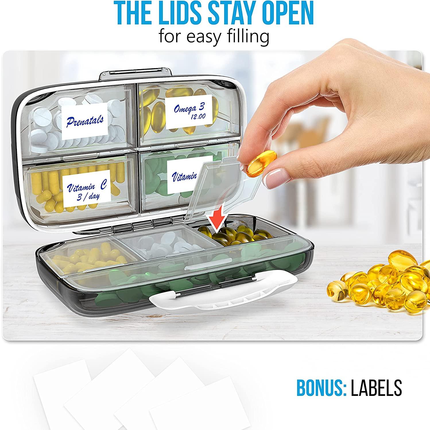 Pill Organizer Airtight Pill Box Large Pill Dispenser Home Travel