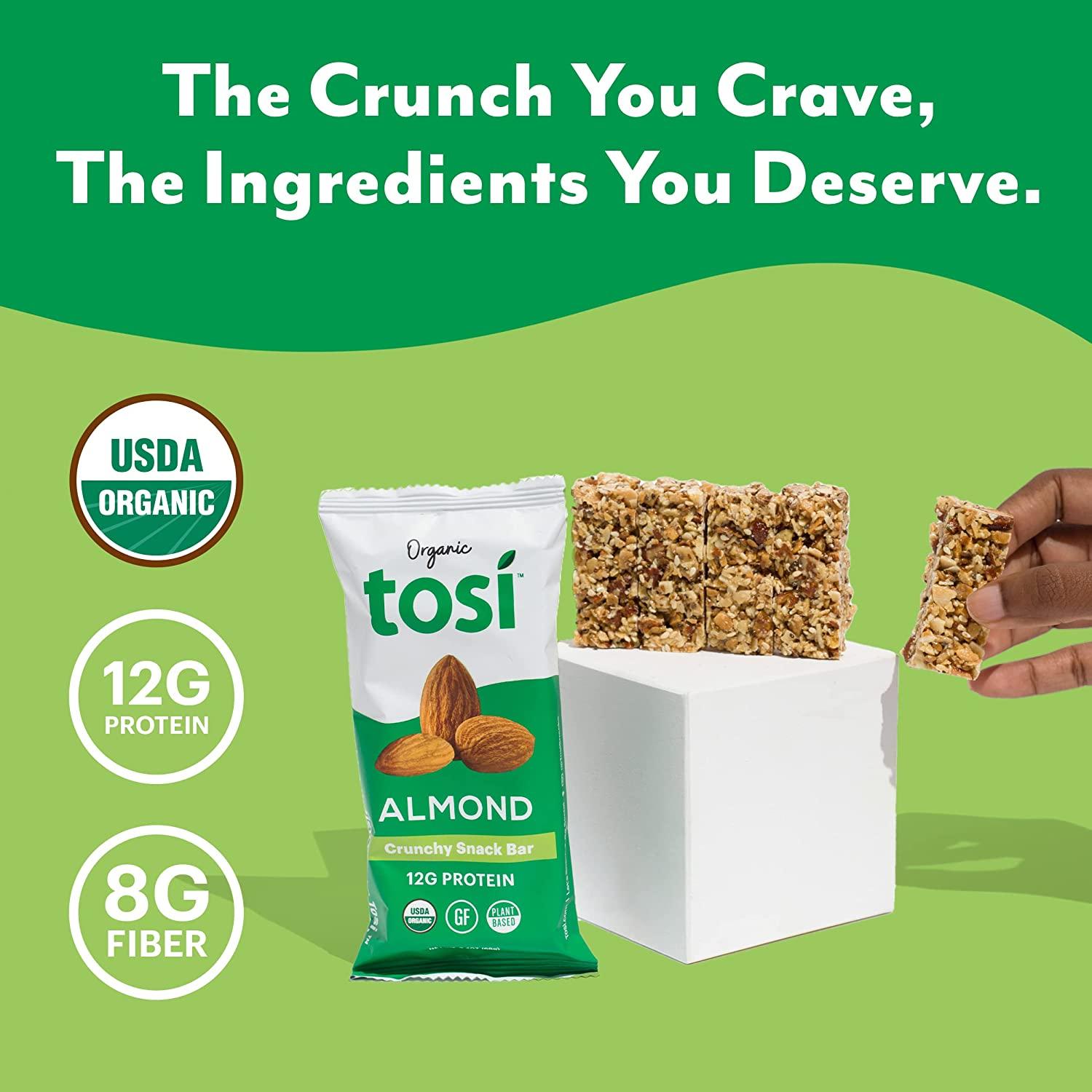 Tosi Organic SuperBites Vegan Snacks, 2.4oz (Pack of 12), Gluten Free