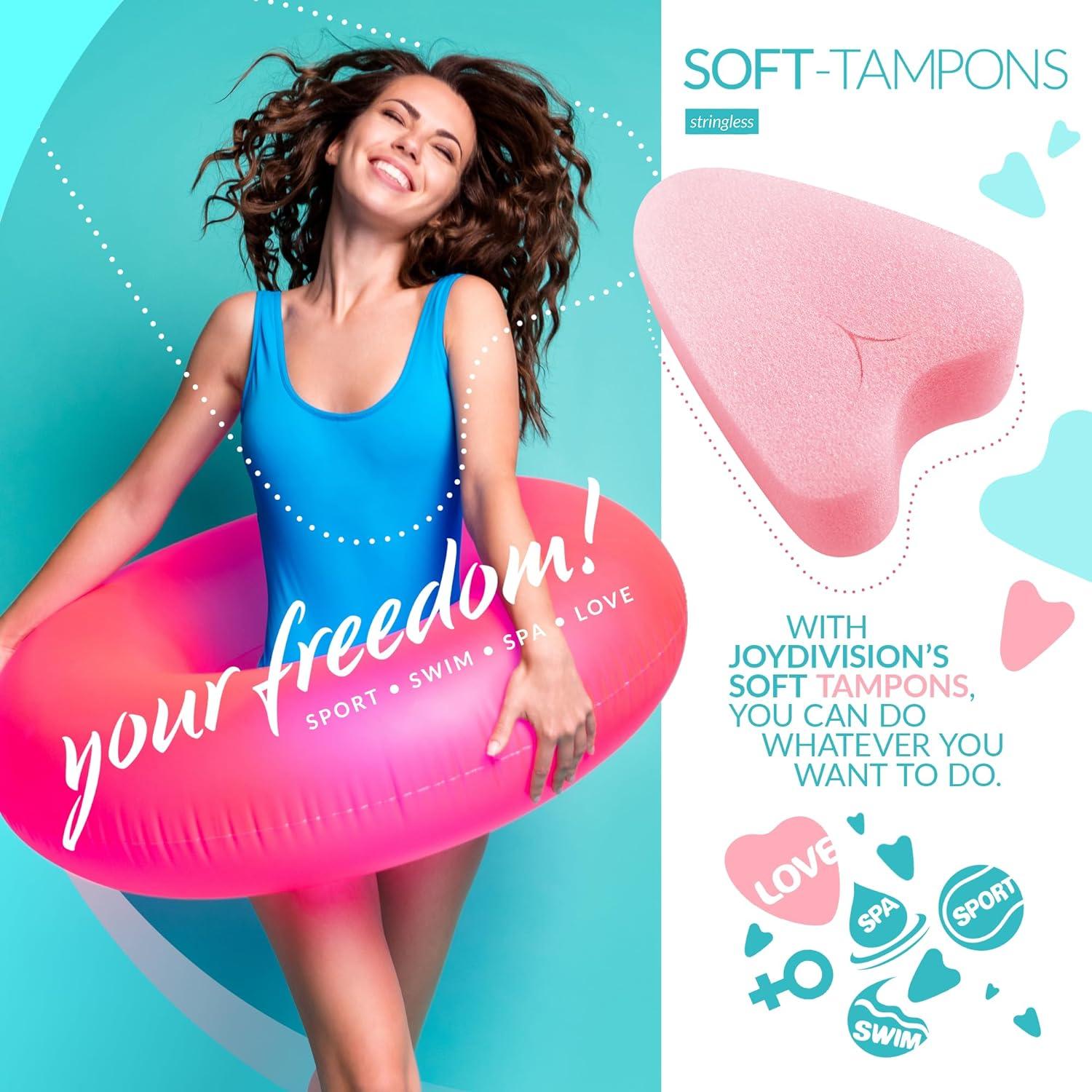 JOYDIVISION Soft-Tampons Normal I 50 Pieces I Threadless tampons for Sports  Swimming & spa I Menstrual sponges Ultra Soft I Easy Insertion & Removal I  Soft Tampon Without Thread Normal 50 pieces