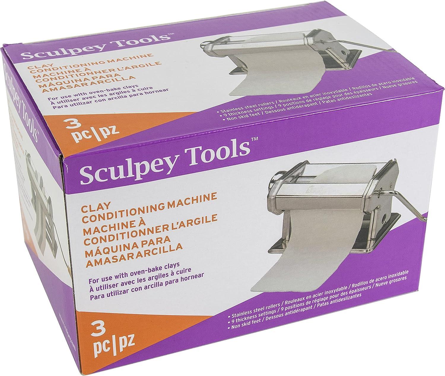  Sculpey Tools Clay Conditioning Pasta Machine, polymer  oven-bake clay tool, 9 thickness settings, includes clamp and hand crank,  great for all skill levels and craft projects