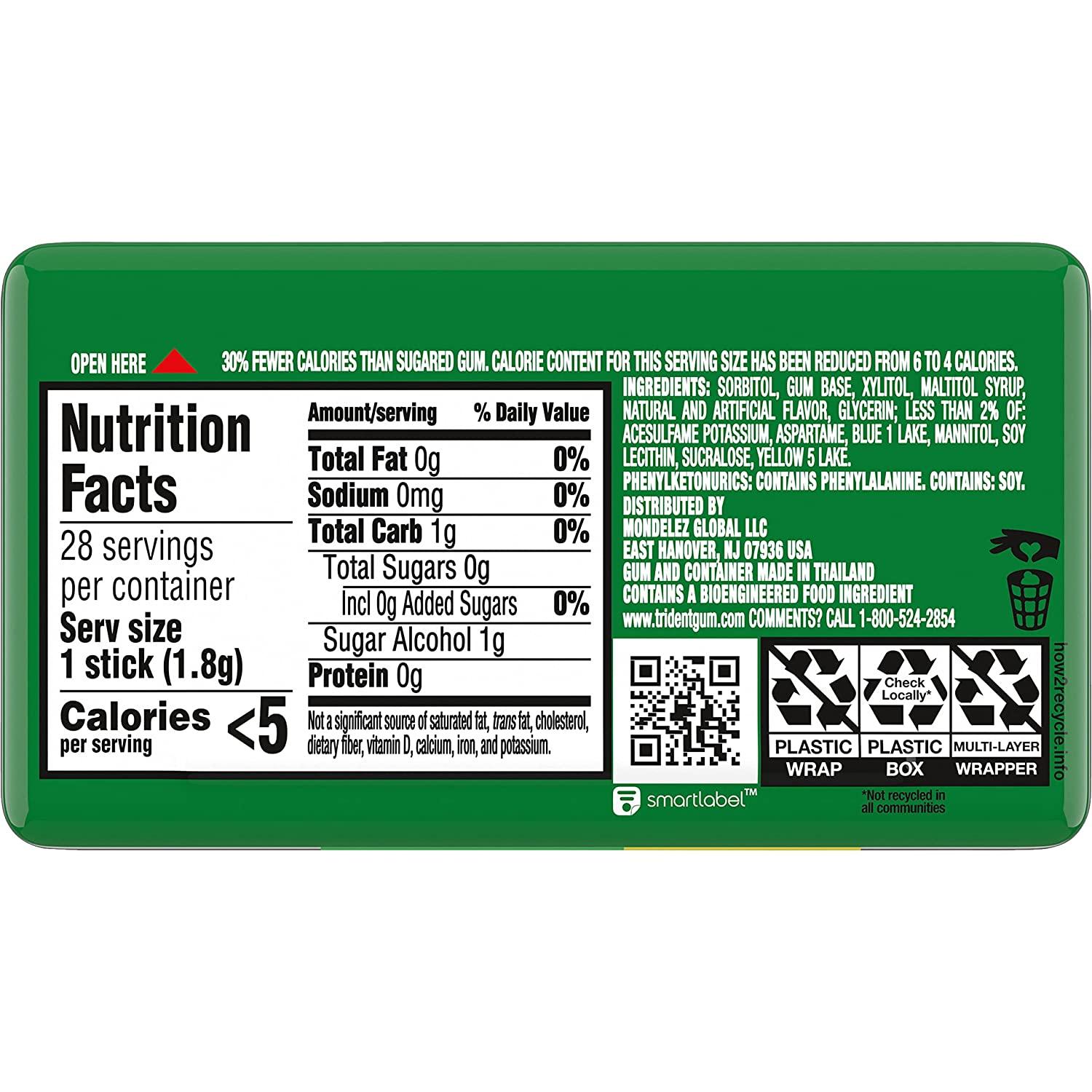 Trident Spearmint Sugar Free Gum 6 Pocket Packs 168 Pieces trident-spearmint-sugar-free-gum-6-pocket-packs-168-pieces