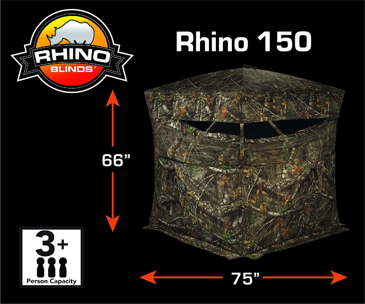 RHINO Blinds R150 3 Person Hunting Ground Blind Realtree Edge Timber