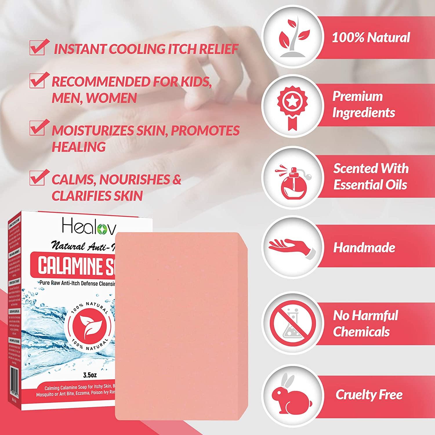 Natural Instant Itch Relief Soap Bar Calming Calamine Soap for Itchy