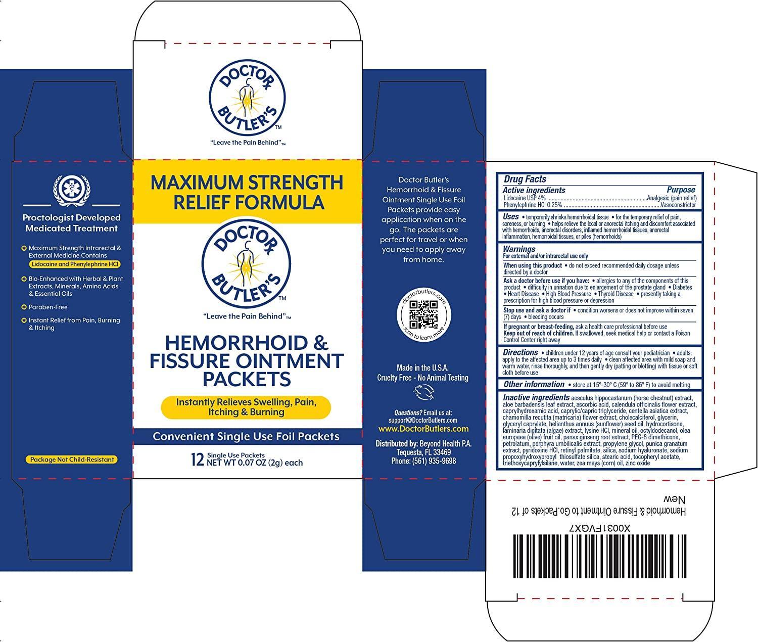 Doctor Butler's Maximum Strength Hemorrhoid & Fissure Ointment 12Pack