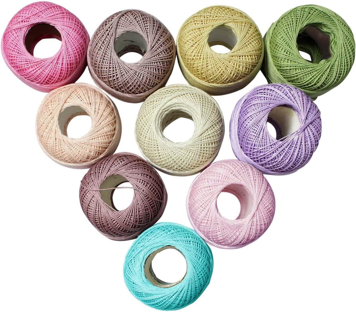 CraftyArt Tatting Crochet Threads Size 20 Mercerized Cotton Thread Pastel  Color Embroidery Doilies DIY Craft Lacey Yarn, Multicolor