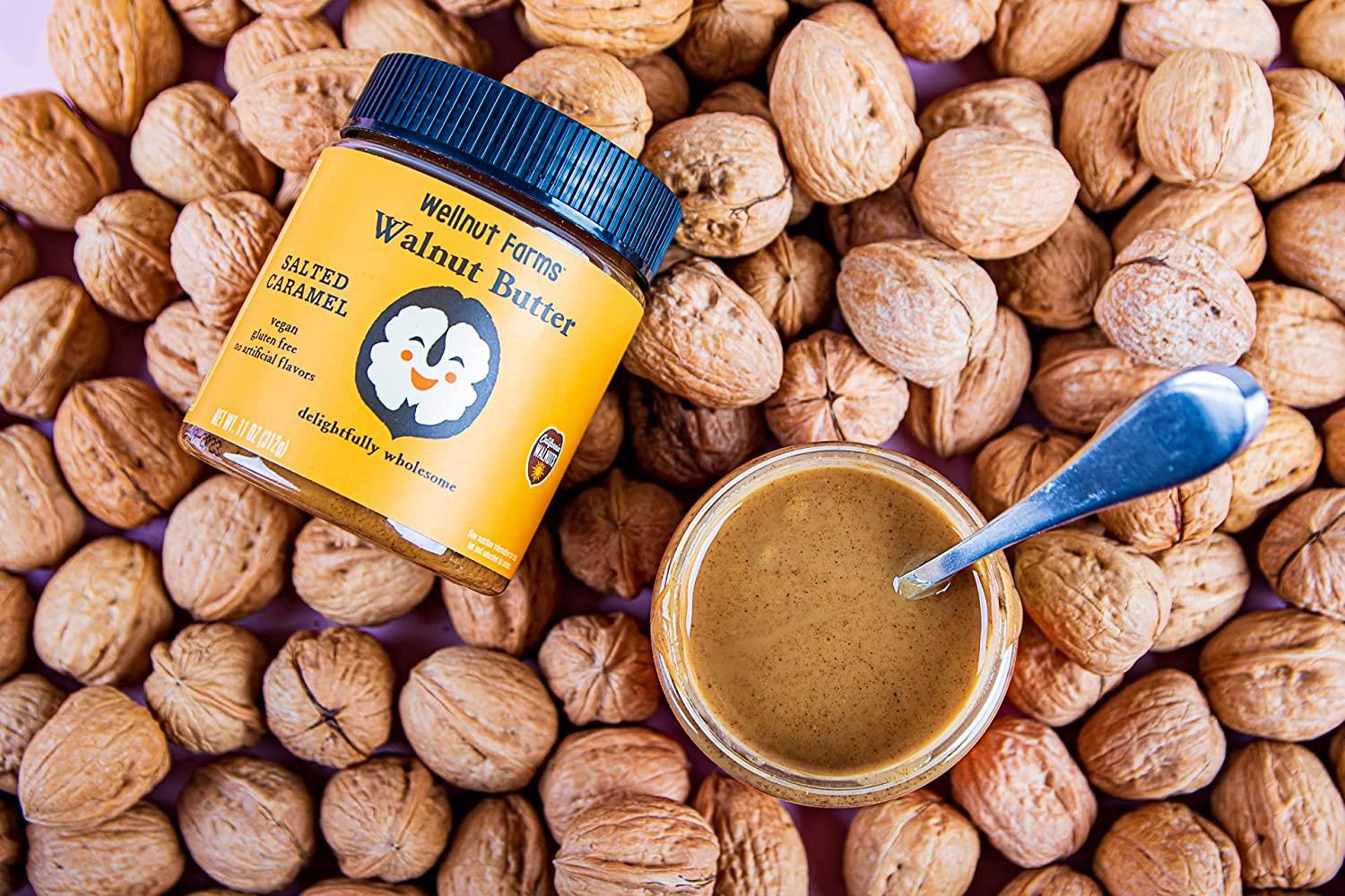 Wellnut Farms Salted Caramel Walnut Butter All Natural PlantBased Omega 3 Nut Butter Vegan