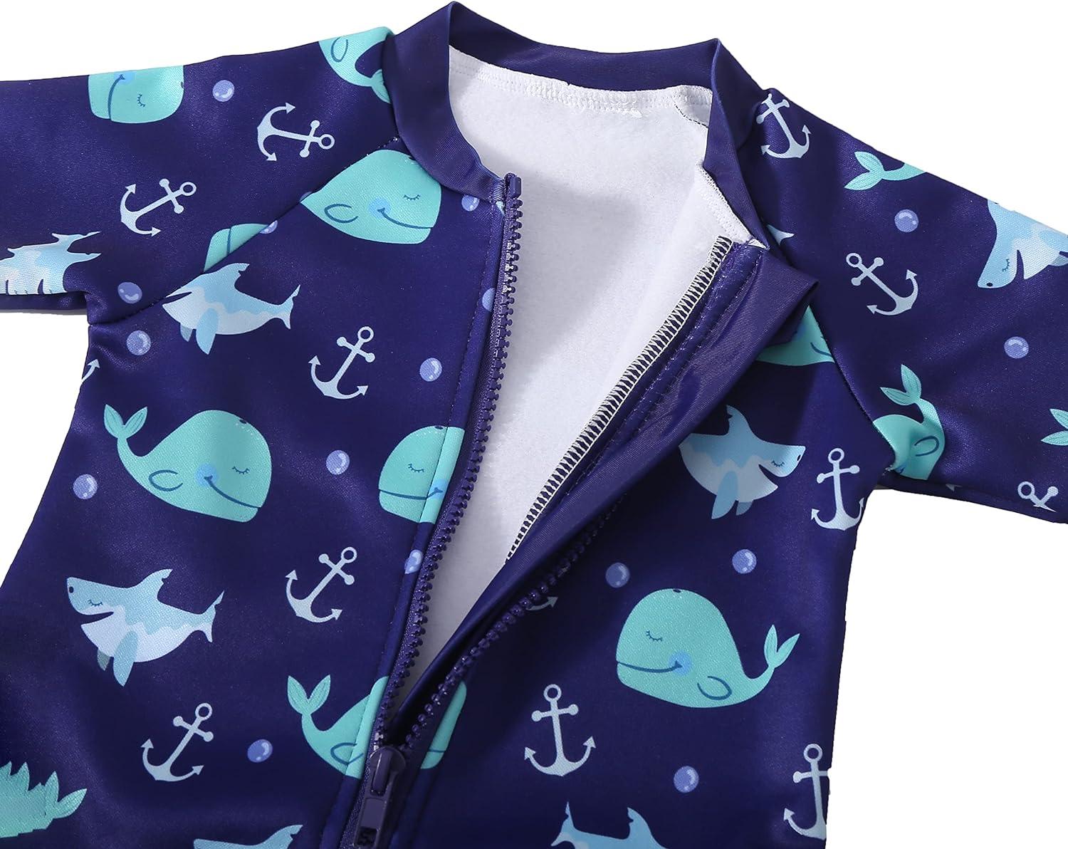 Babyhug Cotton Water Repellant Half Sleeves Two Piece Swimming Suit - Navy Blue