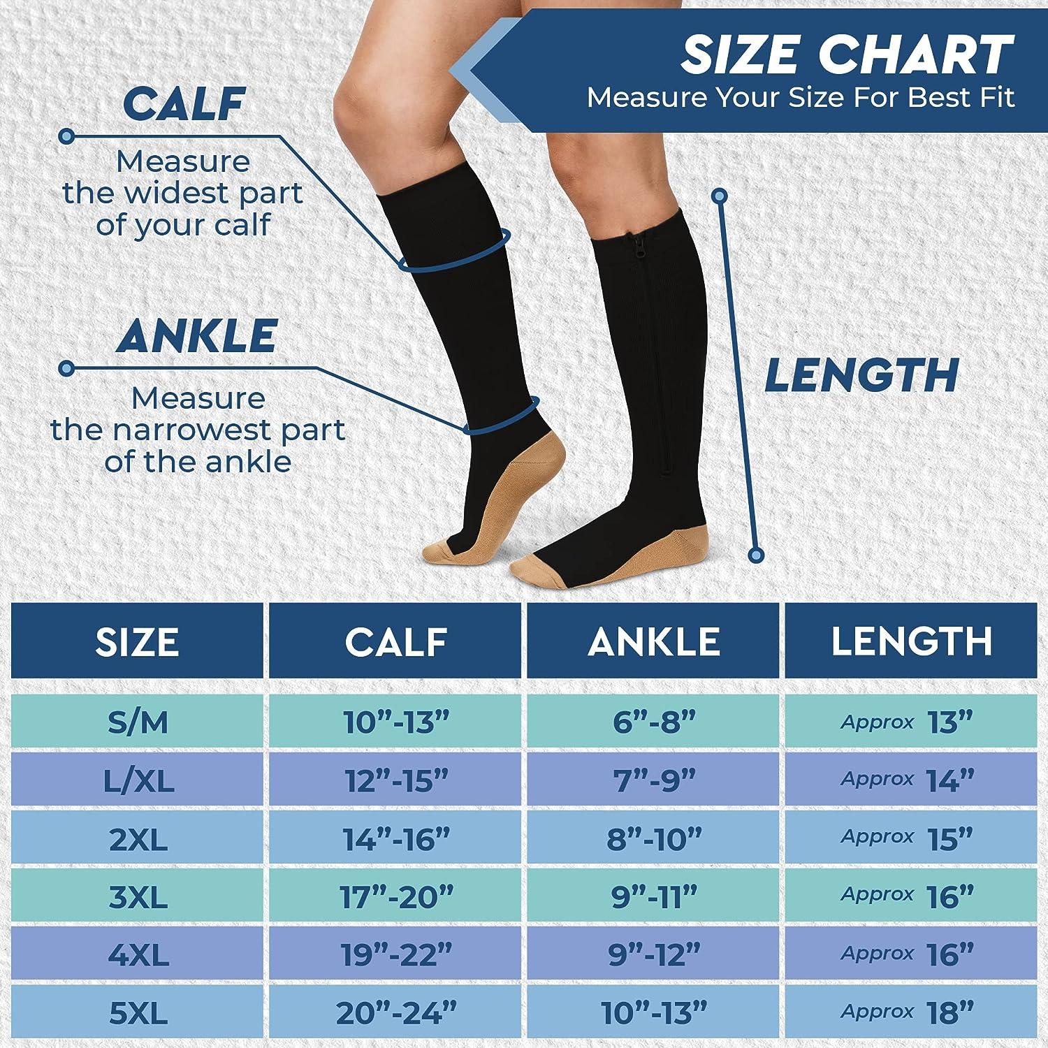 TheraMagic Zipper Compression Socks 20-30mmHg Closed Toe Graduated ...