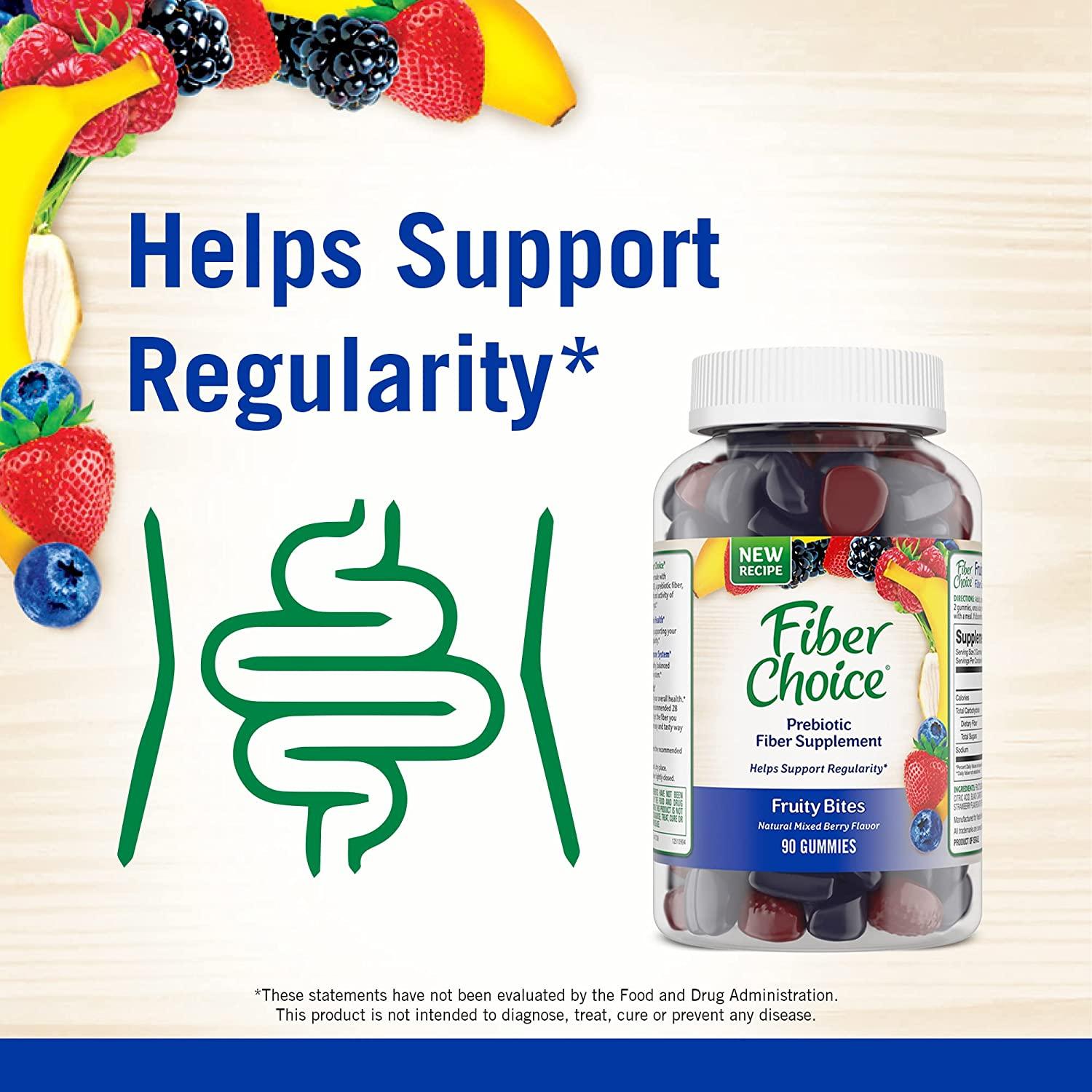 Fiber Choice Fruity Bites Daily Prebiotic Fiber Supplement Gummies
