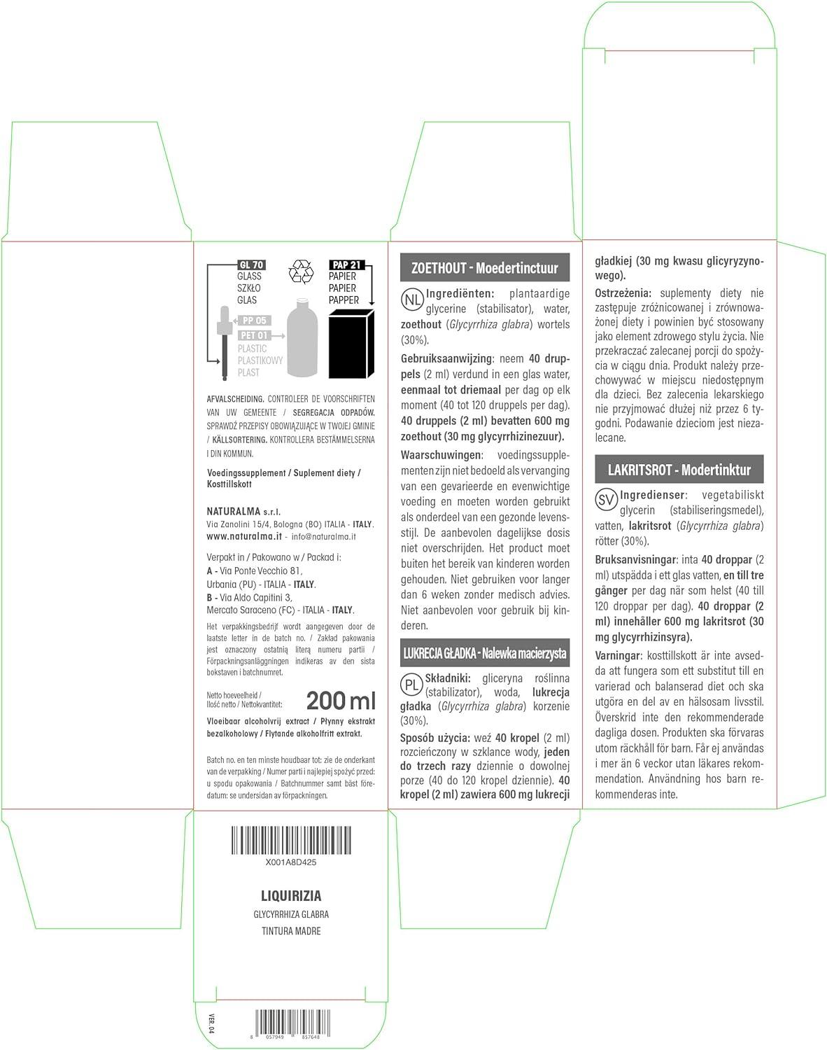 Liquorice or Licorice (Glycyrrhiza glabra) Roots AlcoholFree Mother