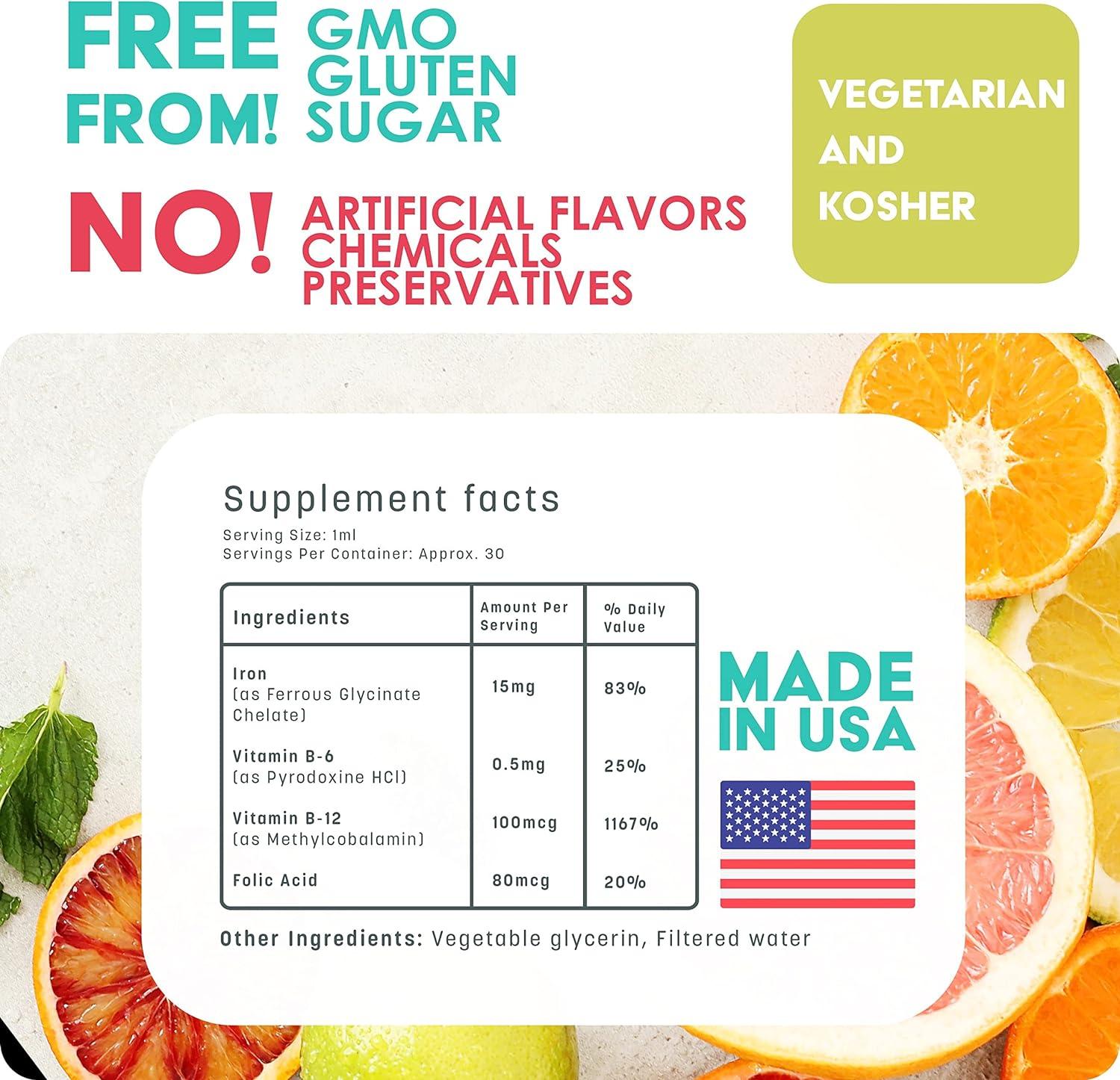 Baby's Liquid Iron Supplement with Folic Acid, Vitamins Non-GMO