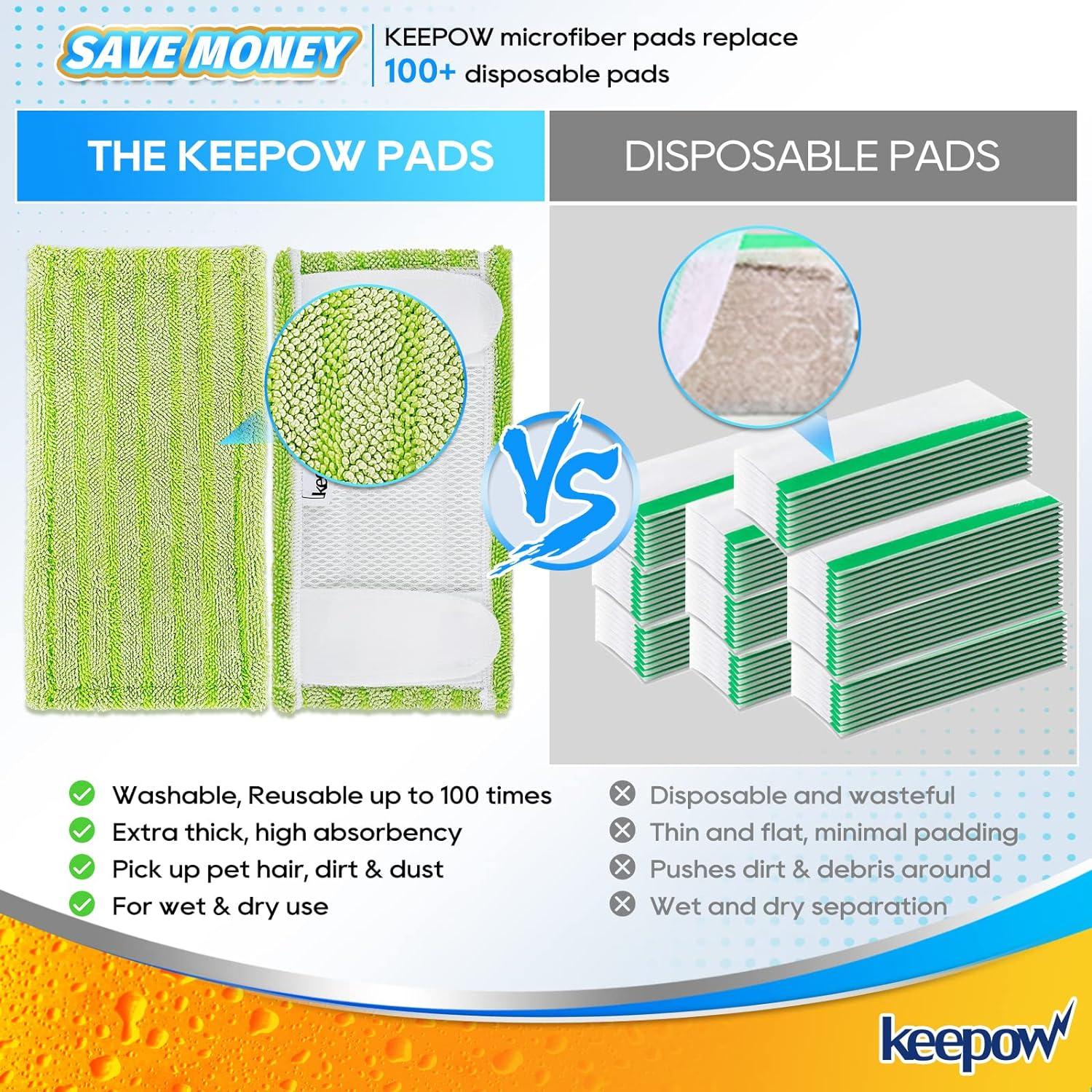Reusable Mop Pads Compatible with Swiffer Wet Jet Mop- 6 Pack Wet Pads  Refill Washable Microfiber Mop Pads Wet Dry Mopping Cloths Replacements for