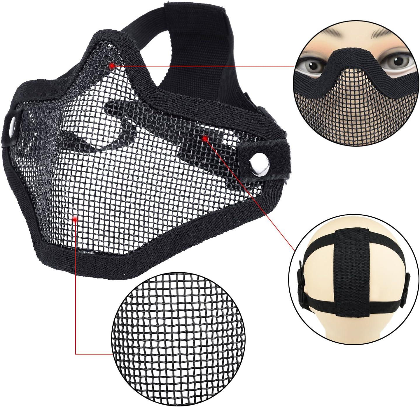 ArcEnCiel Tactical Airsoft Steel Metal Mesh Half Face Mask Black