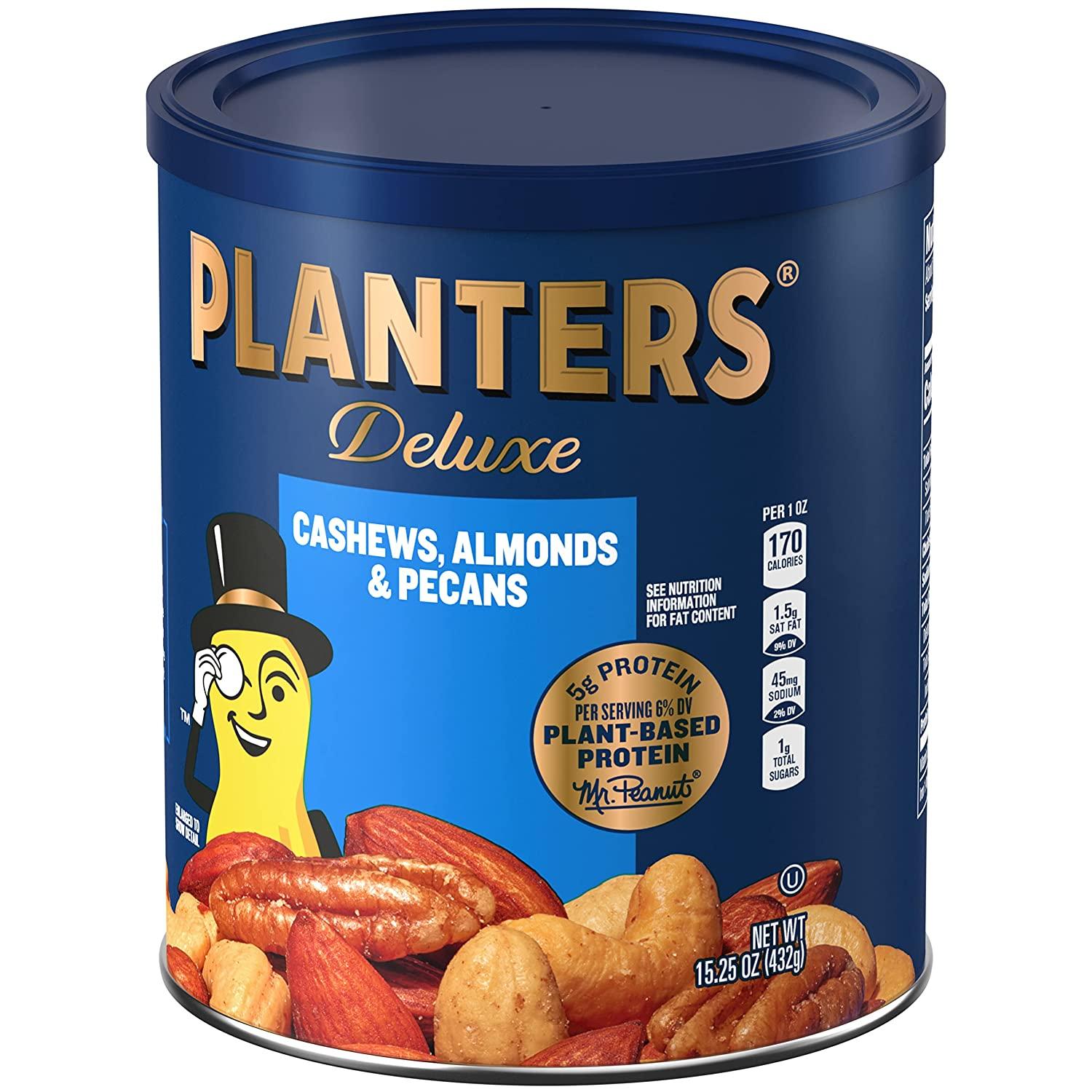 PLANTERS Select Cashews, Almonds & Pecans, 15.25 oz. Resealable Container Salted Nuts Kosher