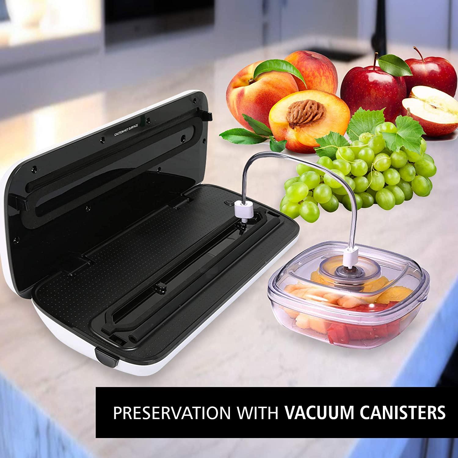 NutriChef PKVS Sealer, Automatic Vacuum Air Sealing System Preservation  w/Starter Kit, Compact Design, Lab Tested, Dry & Moist Food Modes