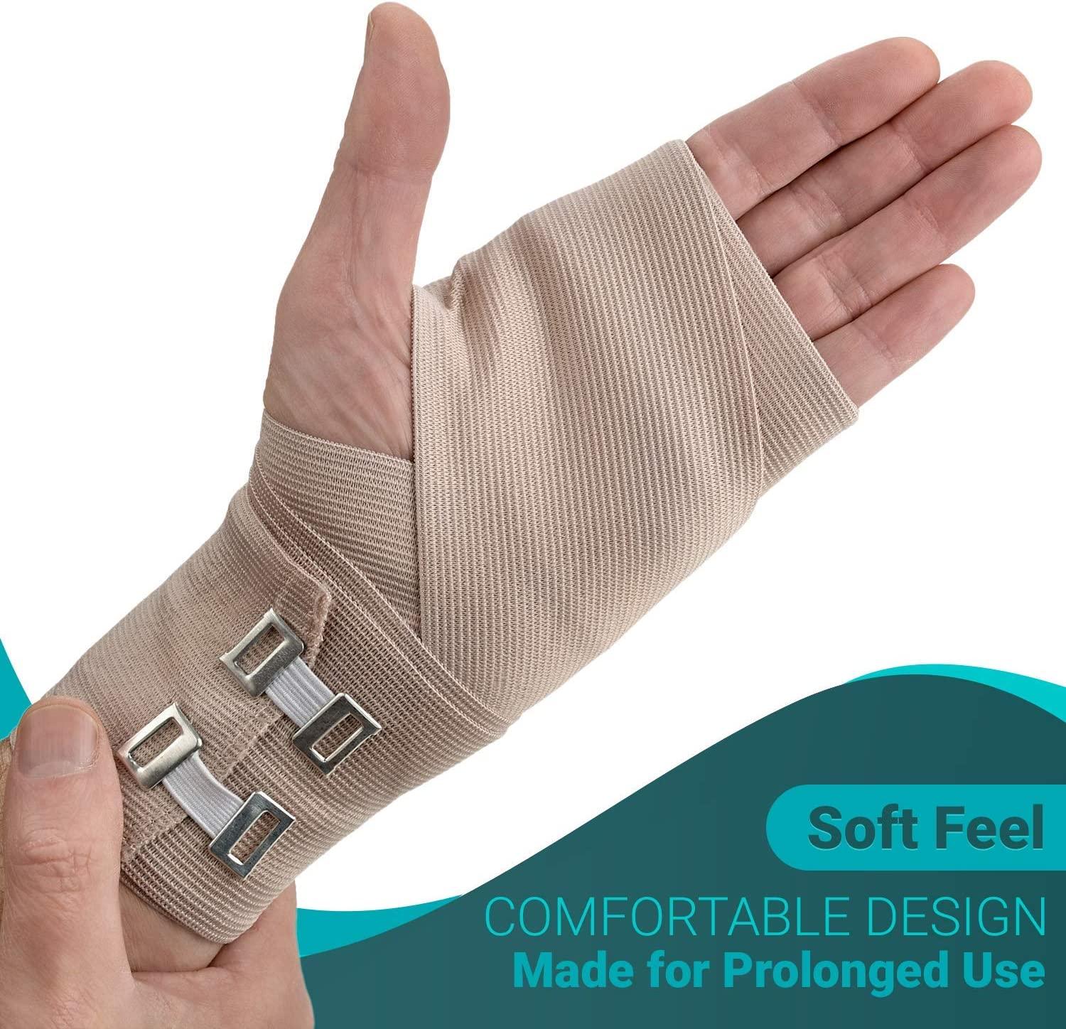 Premium Quality Elastic Compression Bandage Wrap (Set of 4) with Hooks