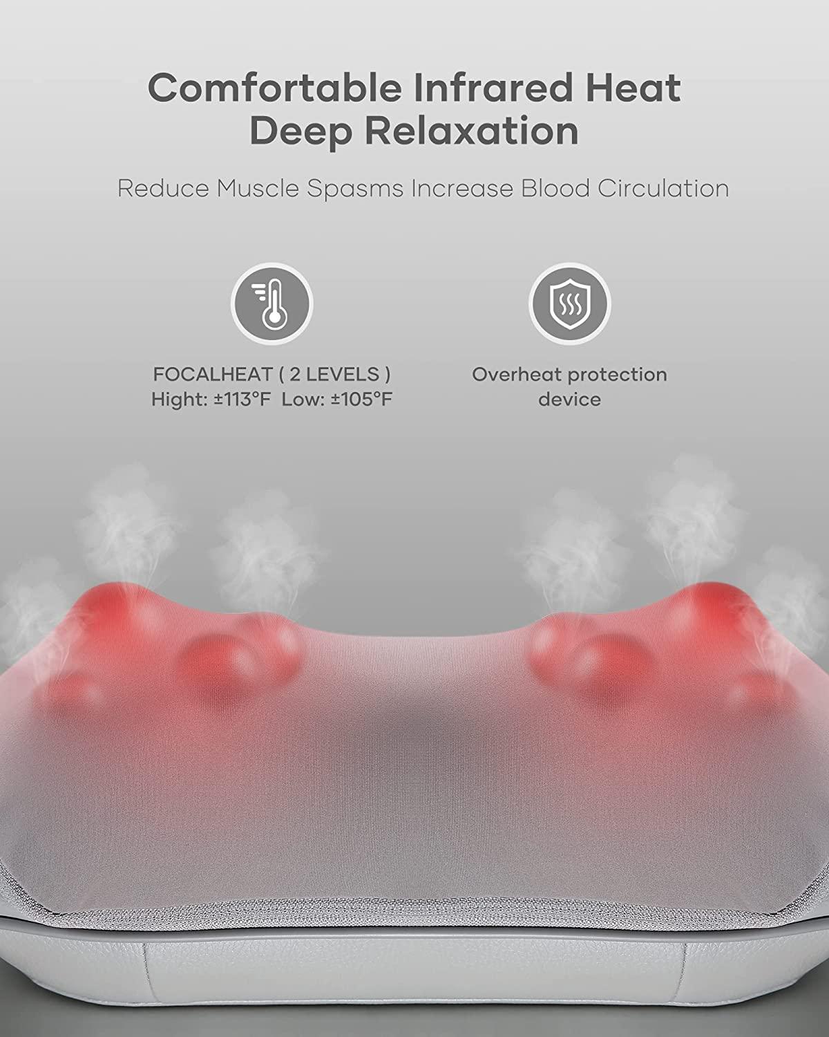 Naipo Back and Neck Massager with Heat, 8 Nodes 3D Deep Tissue Kneading  Massage for Shoulder Soreness Relief Women Men Christmas Gift