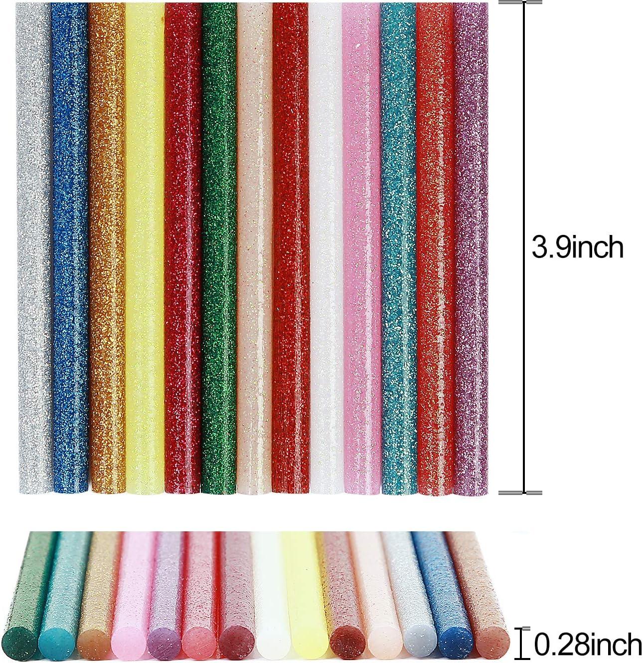 EnPoint Color Glitter Hot Glue Sticks, 24 PCS Hot Melt Glue Sticks Full Size,  Craft Adhesive
