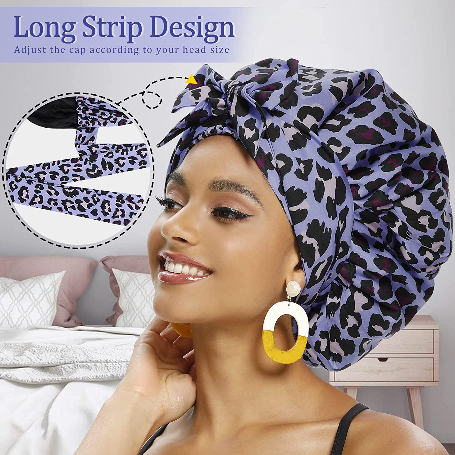 Satin Bonnets for Women, Silk Bonnet for Curly Hair, Silk Hair Bonnet for  Black Women, Satin Hair Bonnet for Sleeping Satin Bonnet with Tie Band  Blueviolet