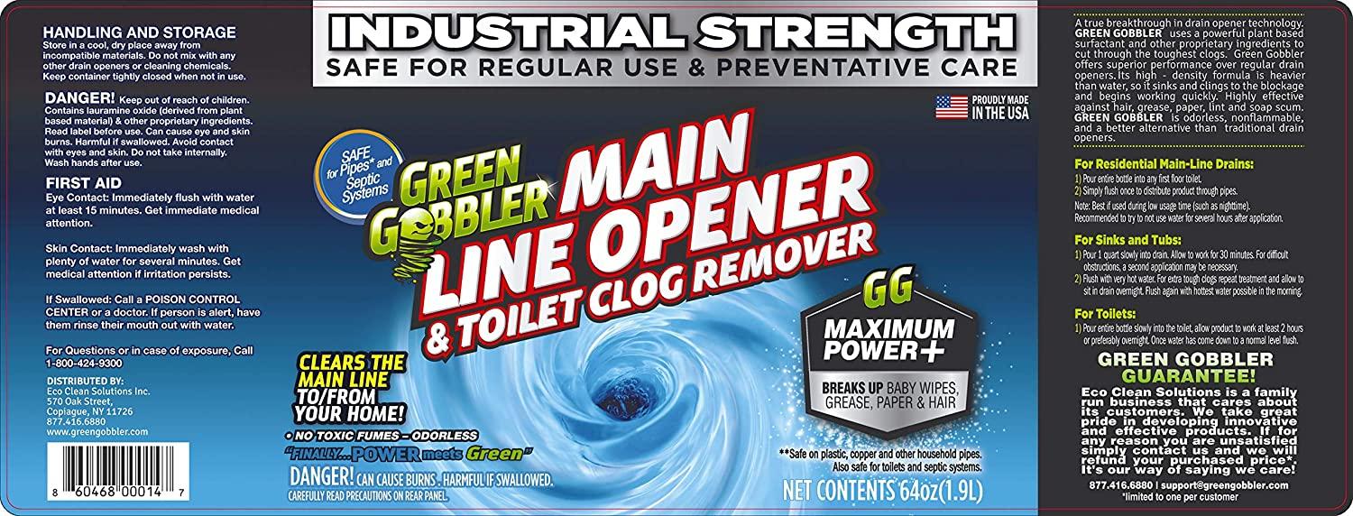 Green Gobbler Ultimate Main Drain Opener Drain Cleaner Hair Clog