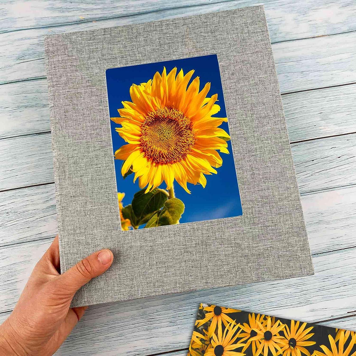 8x10 Photo Album with 64 Clear Pages, Linen Cover, and Front Window