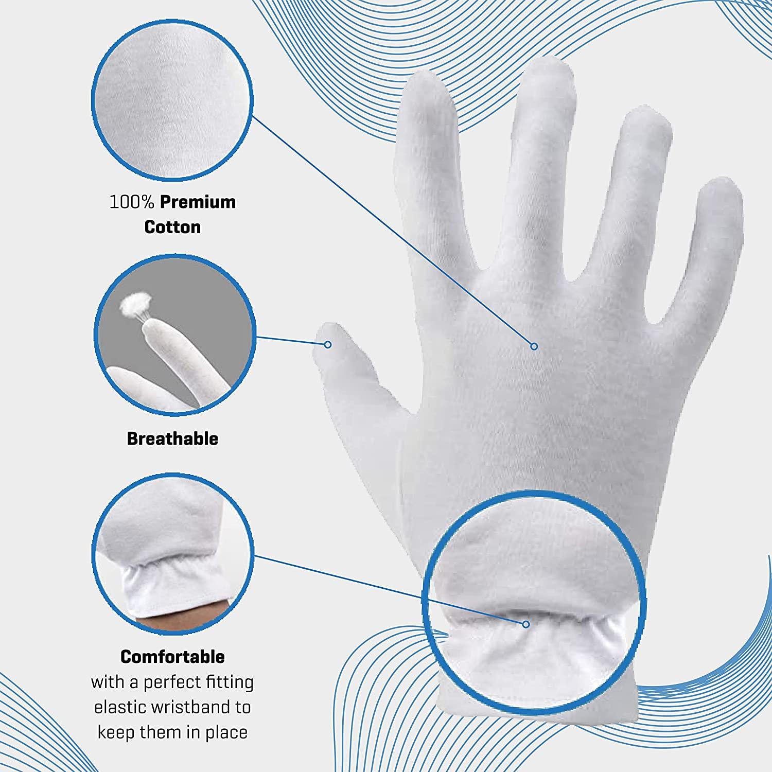 Extra Large, XL Moisturizing Gloves for Men Overnight Bedtime Cotton