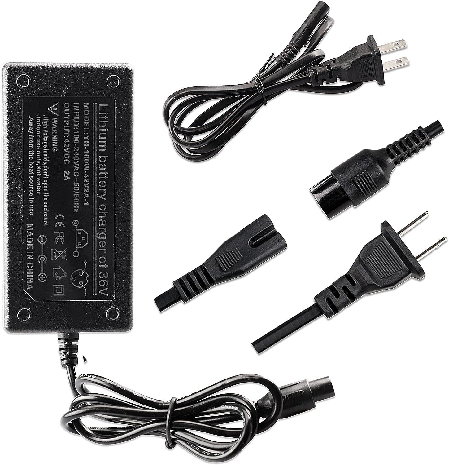 Electric Scooter Charger, 42V 2A Power Adapter with 3-Prong Inline  Connector for 36V Pocket Mod,Dirt Quad,and Sports Mod Power Supply