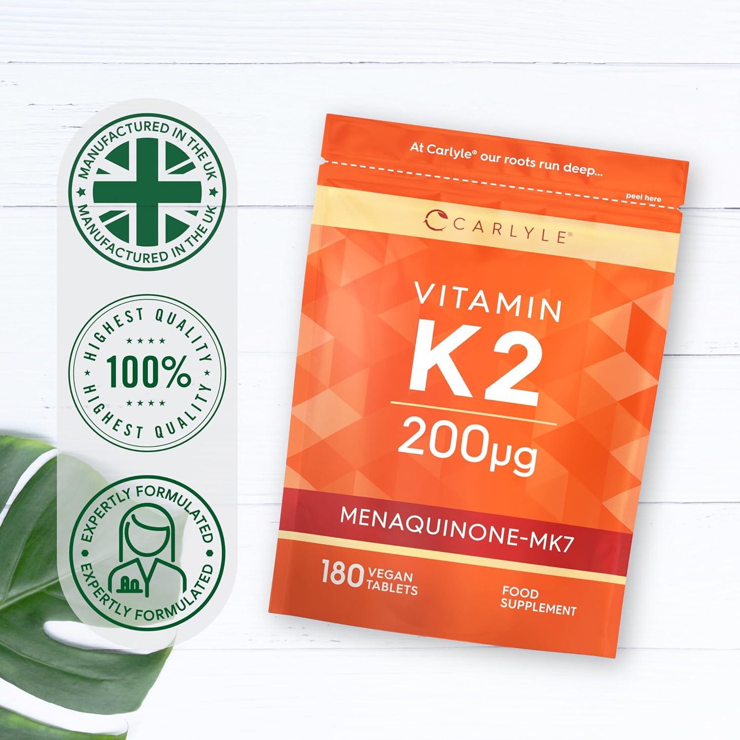 Vitamin K2 MK7 200ug 180 Vegan Tablets MenaquinoneMK7
